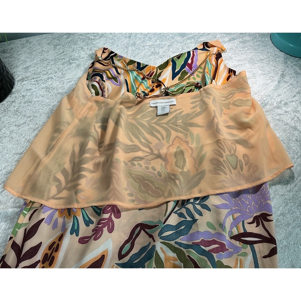 Cupcakes & Cashmere M Tropical Cami Chain Strap Flowy Resort Tank Top - Picture 5 of 7